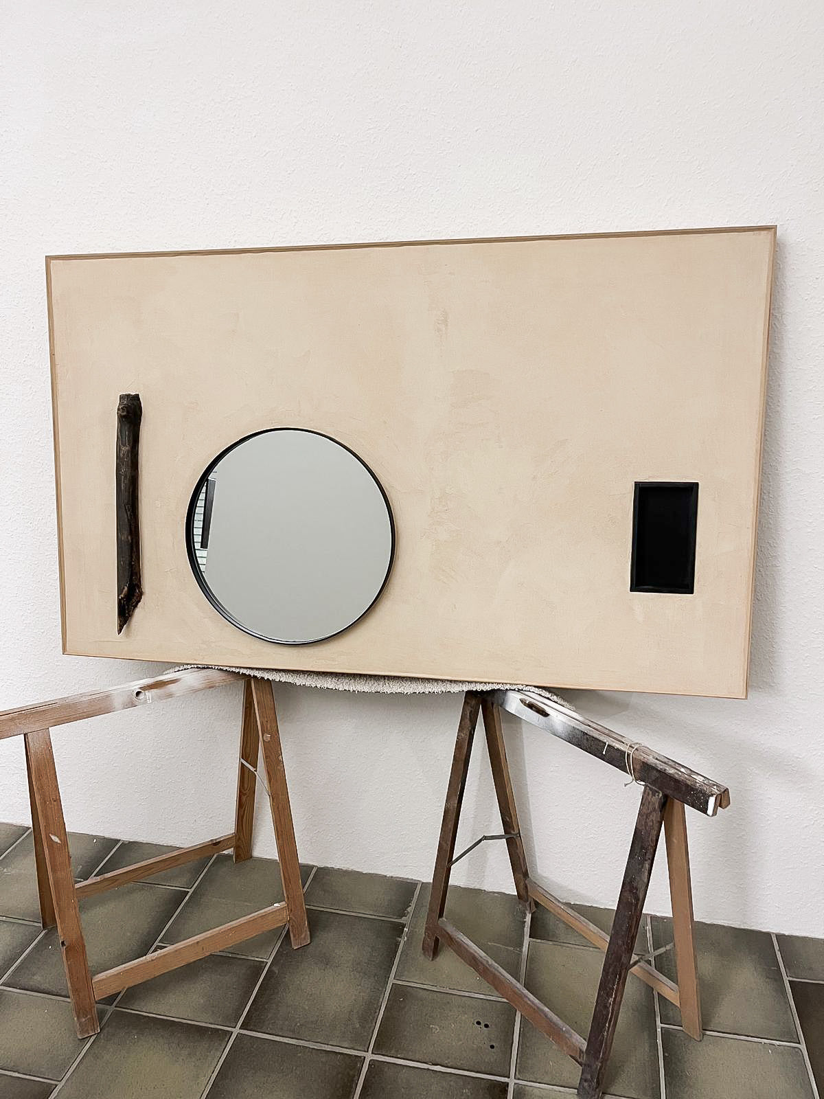 Badezimmer Spiegel Beige/Schwarz