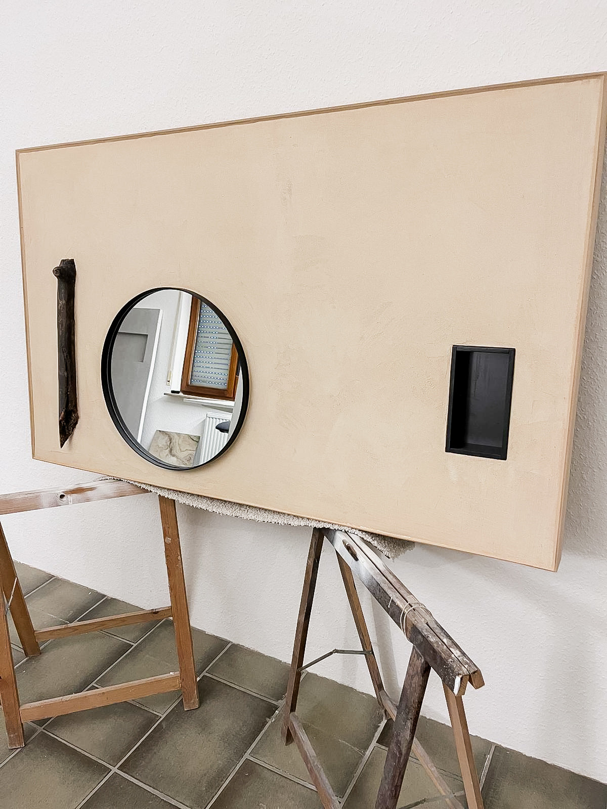 Badezimmer Spiegel Beige/Schwarz