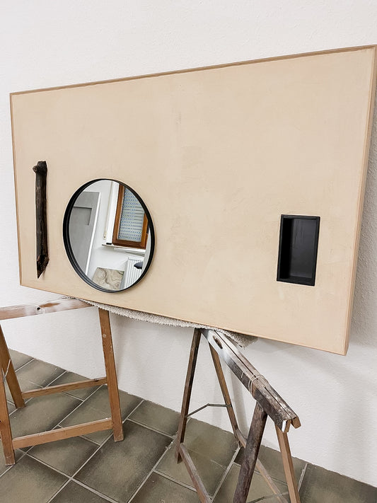 Badezimmer Spiegel Beige/Schwarz