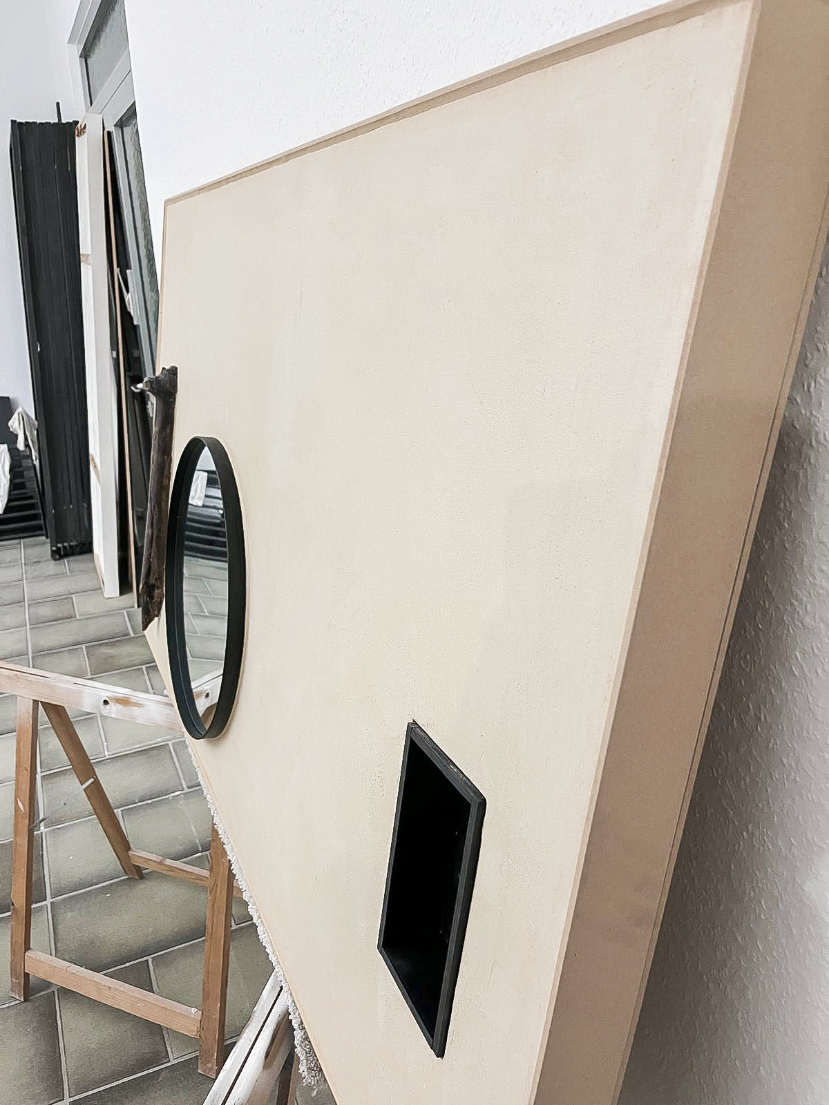 Badezimmer Spiegel Beige/Schwarz